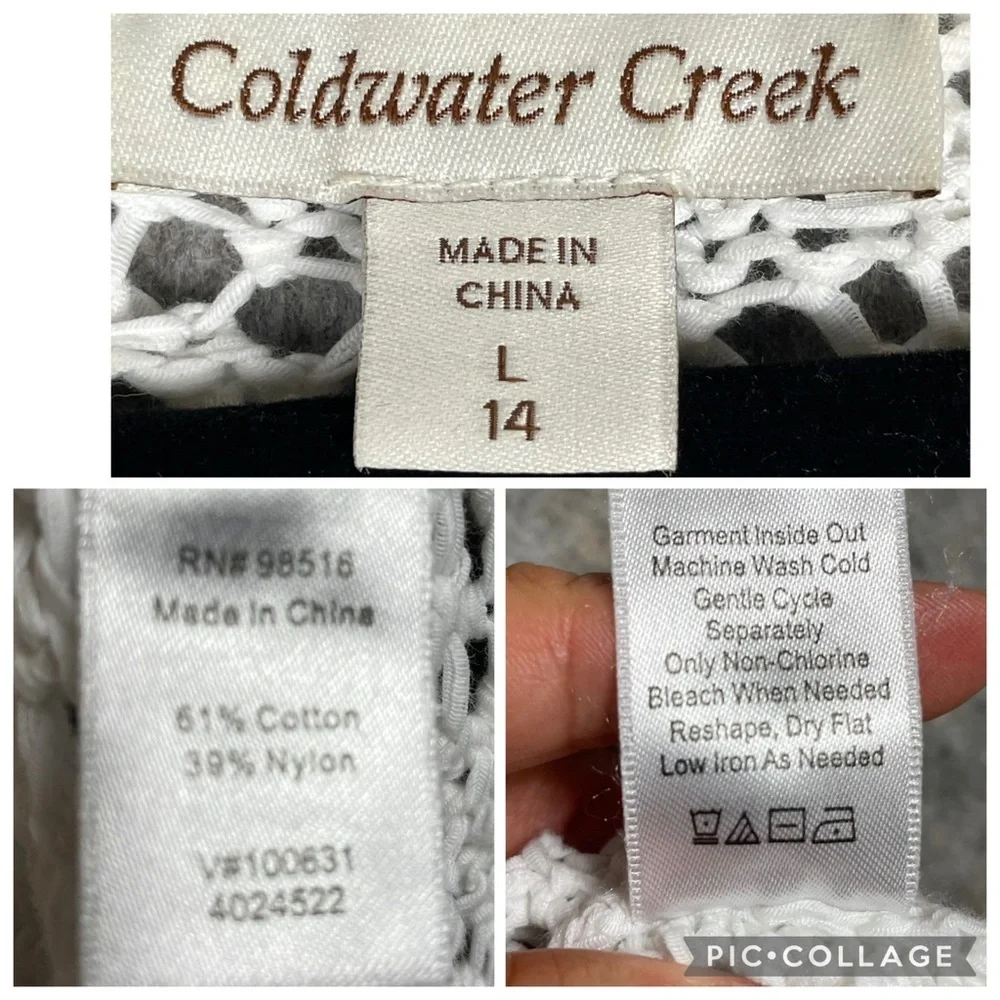 Coldwater Creek Open Knit Feminine Boho Casual Every Day Tunic Top - Sz L/14